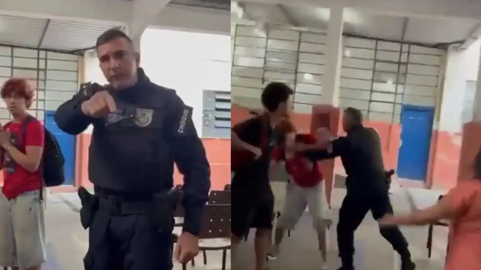 PM agride estudantes com socos e tapas dentro de escola no Rio